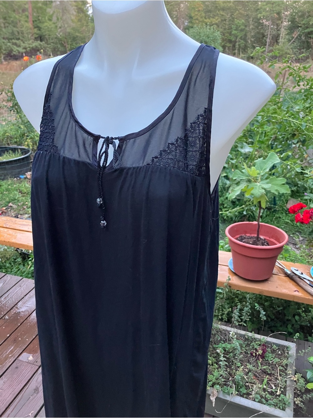 Slip nightgown Carole Hochman M sheer lace back soft & sexy